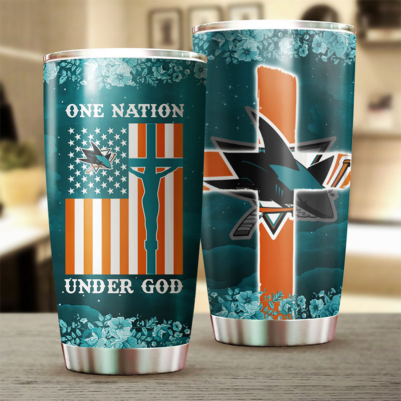 San Jose Sharks NHL Tumbler - One Nation Under God, Indivisible, and Ready to Drink - Image 2