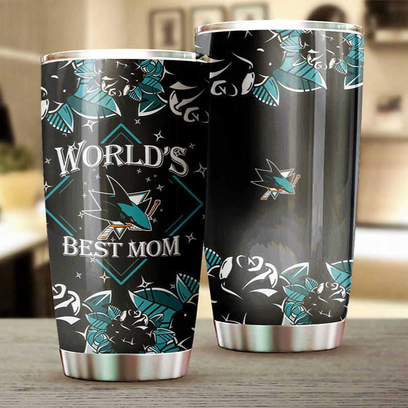 San Jose Sharks NHL Tumbler: World's Best Mom Tumbler with NHL Logo, Perfect for Dedicated Fans - Image 2