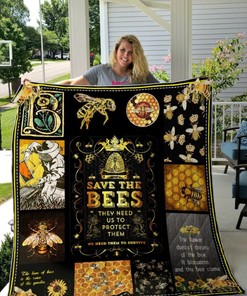 Save The Bee Beekeeper With Black Pattern Quilt Blanket Great Customized Quilt Gifts For Birthday Christmas Thanksgiving