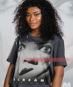 Scary Movie Billy Scream Halloween Shirt with Homage to Drew Barrymore and Horror Film Theme