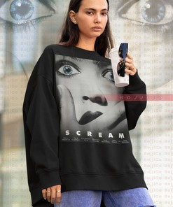Scary Movie Scream Sweater with Drew Barrymore Homage and Horror Film Theme for Women