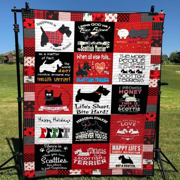 Scotties Life's Short Bite Hard Personalized Quilt Bedding Set for Dog Lovers