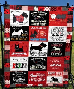 Scotties Life's Short Bite Hard Quilt Blanket Dog Lovers Bedding Set