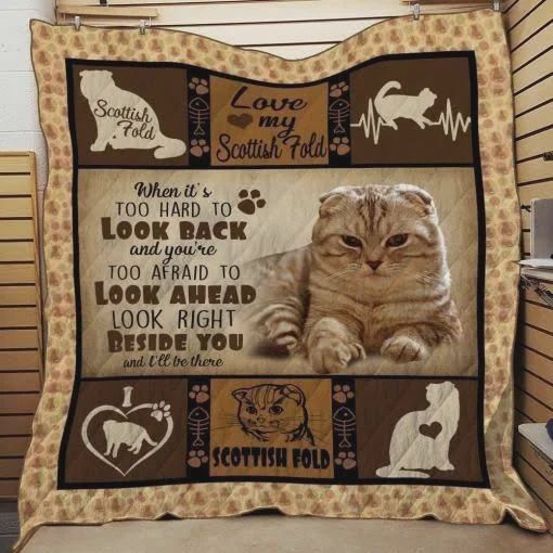 Scottish Fold Cat When It's Too Hard To Look Back Quilt Bedding Set Great