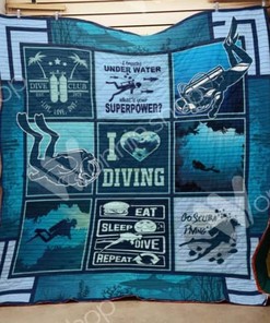 Scuba Diving Theme Quilt Bedding Set for Ocean Lovers