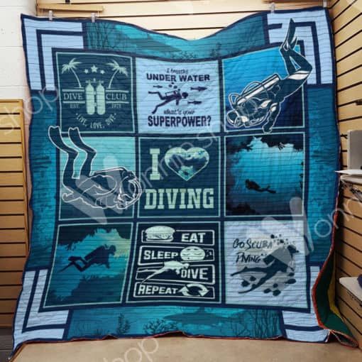 Scuba Diving Theme Quilt Bedding Set for Ocean Lovers