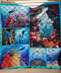 Scuba Diving Underwater Quilt Blanket Great Customized Gifts For Birthday Christmas Thanksgiving Perfect Gifts