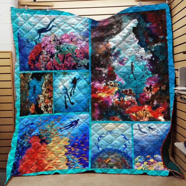 Scuba Diving Underwater Quilt Blanket Great Customized Gifts For Birthday Christmas Thanksgiving Perfect Gifts