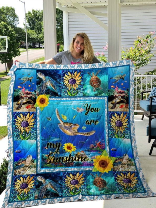 Sea Turtle Sunflower Quilt Blanket Perfect Gift For Ocean Lovers