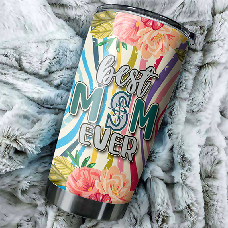 Seattle Mariners Best Mom Ever Flower MLB Tumbler with Elegant Design