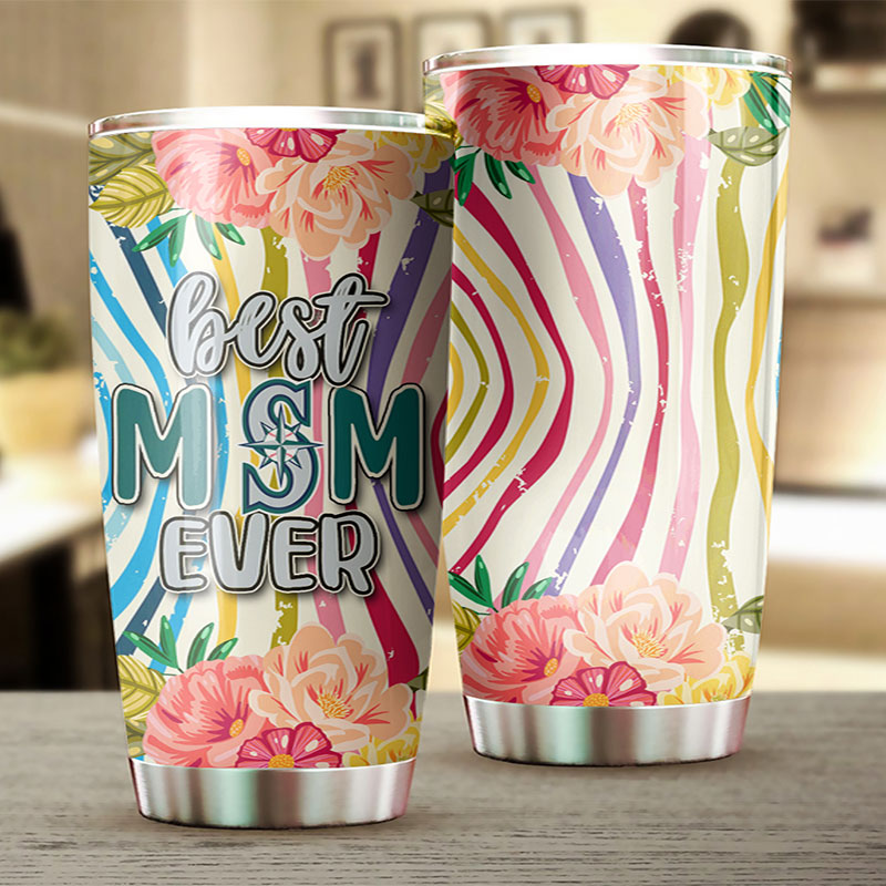 Seattle Mariners Best Mom Ever Flower MLB Tumbler with Elegant Design - Image 2