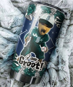 Seattle Mariners I Am Groot MLB Tumbler for Guardians of the Galaxy Fans