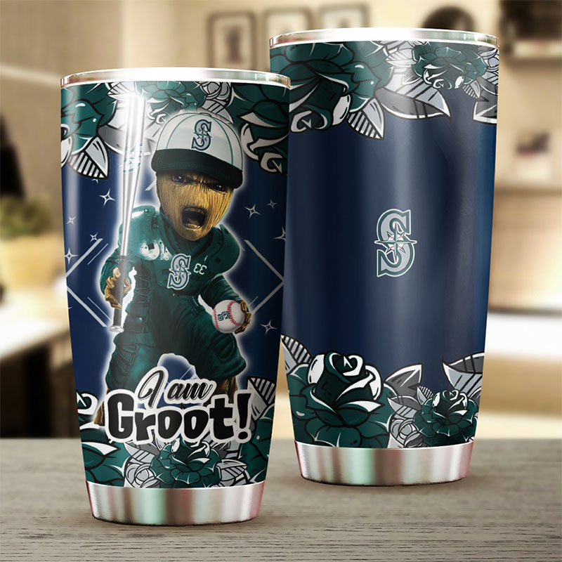 Seattle Mariners I Am Groot MLB Tumbler for Guardians of the Galaxy Fans - Image 2