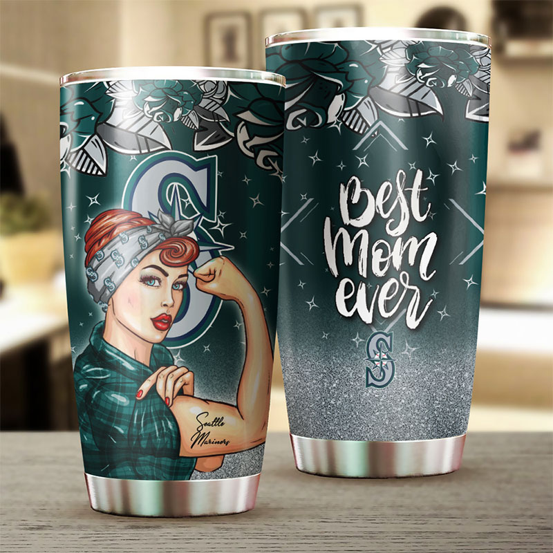 Seattle Mariners MLB Tumbler - Strong Best Mom Ever Design