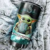 Seattle Mariners MLB Tumbler featuring Baby Yoda and MLB logo