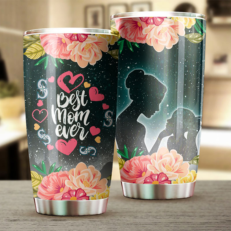 Seattle Mariners MLB Tumbler with Cool Flower Design - Perfect Gift for Moms who Love Baseball - Image 2