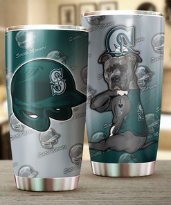 Seattle Mariners MLB Tumbler with Funny Dog Design and MLB Logo