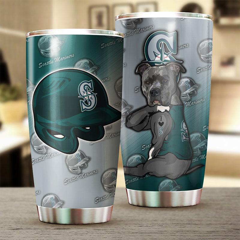 Seattle Mariners MLB Tumbler with Funny Dog Design and MLB Logo