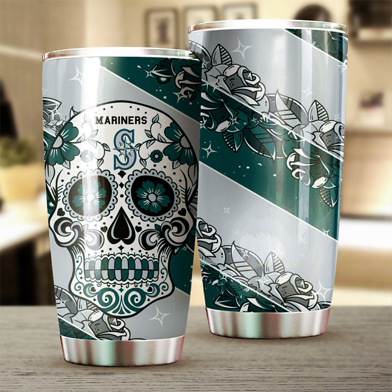 Seattle Mariners MLB Tumbler with Skull Design for Baseball Fans and MLB Logo