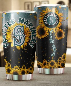 Seattle Mariners MLB Tumbler with Sunflower Design and MLB Logo