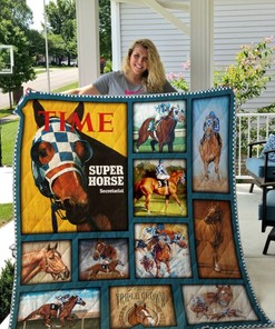 Secretariat Horse Racing Inspired Quilt Blanket with Keywords