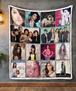 Selena Gomez & The Scene Album Covers Quilt Blanket, Great for Fans