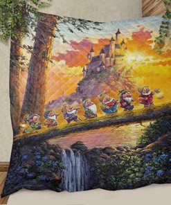 Seven Dwarfs Snow White Christmas Gifts Lover Quilt Bedding Set with Quilt Blanket, Great Gift for Christmas