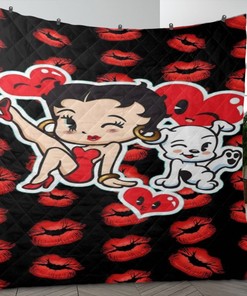 Sexy Betty Boop With Her Pudgy Dog Quilt Bedding Set for Cartoon Fans
