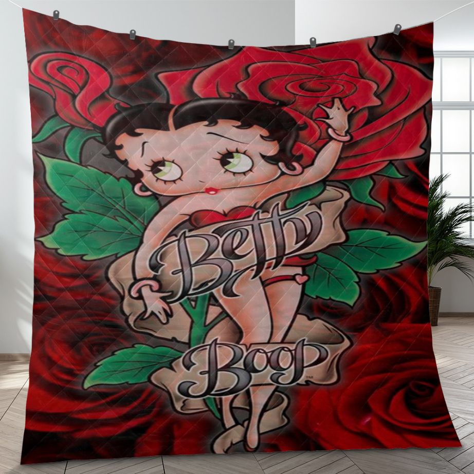 Sexy Betty Boop With Roses Quilt Bedding Set for Fans