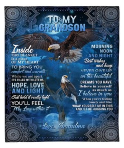 Share Your Love With To My Grandson Hugging You Fleece Blanket Family Comfy Cozy Quilt Blanket