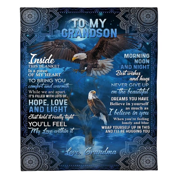 Share Your Love With To My Grandson Hugging You Fleece Blanket Family Comfy Cozy Quilt Blanket