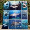 Shark In The Ocean Quilt Blanket Great Customized Quilt Gifts for Birthday Christmas Thanksgiving for Ocean Lovers
