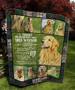 She Is A Golden Mom Retriever Quilt Blanket for Dog Lovers