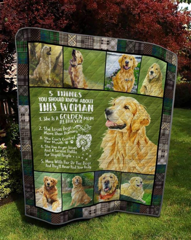 She Is A Golden Mom Retriever Quilt Blanket for Dog Lovers