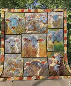 Sheep Picture Collection Quilt Bedding Set, Great for Nature Lovers
