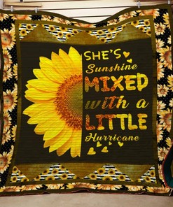 She's Sunshine Mixed Quilt Blanket - Perfect Gift for Sunflower Lover on Birthday, Christmas, or Thanksgiving