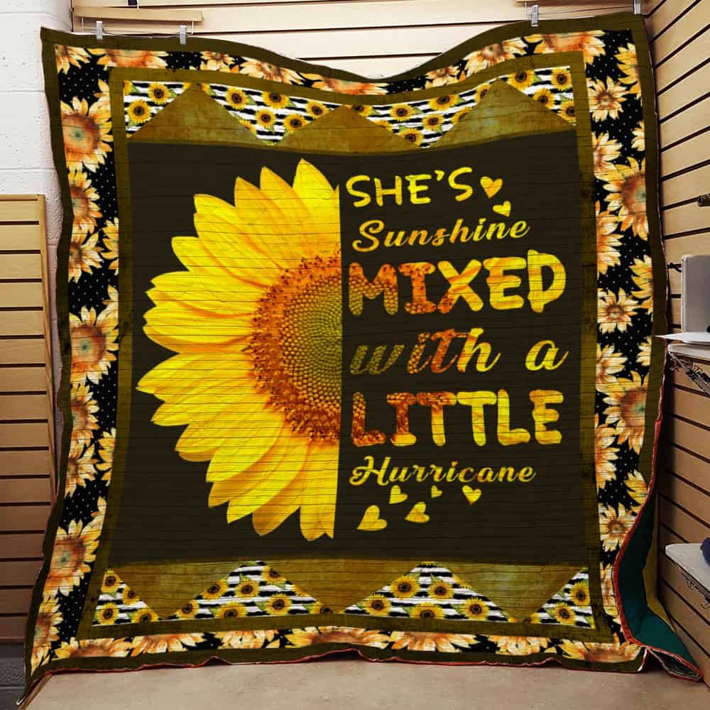 She's Sunshine Mixed Quilt Blanket - Perfect Gift for Sunflower Lover on Birthday, Christmas, or Thanksgiving