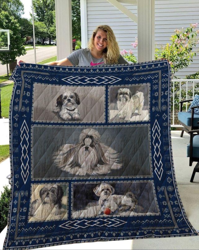 Shih Tzu Picture Quilt Bedding Set for Dog Lovers
