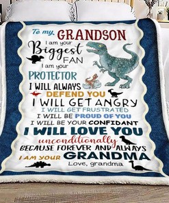Show Love for Grandsons with Grandma To Grandson Letter Dinosaur Fleece Blanket Quilt Blanket