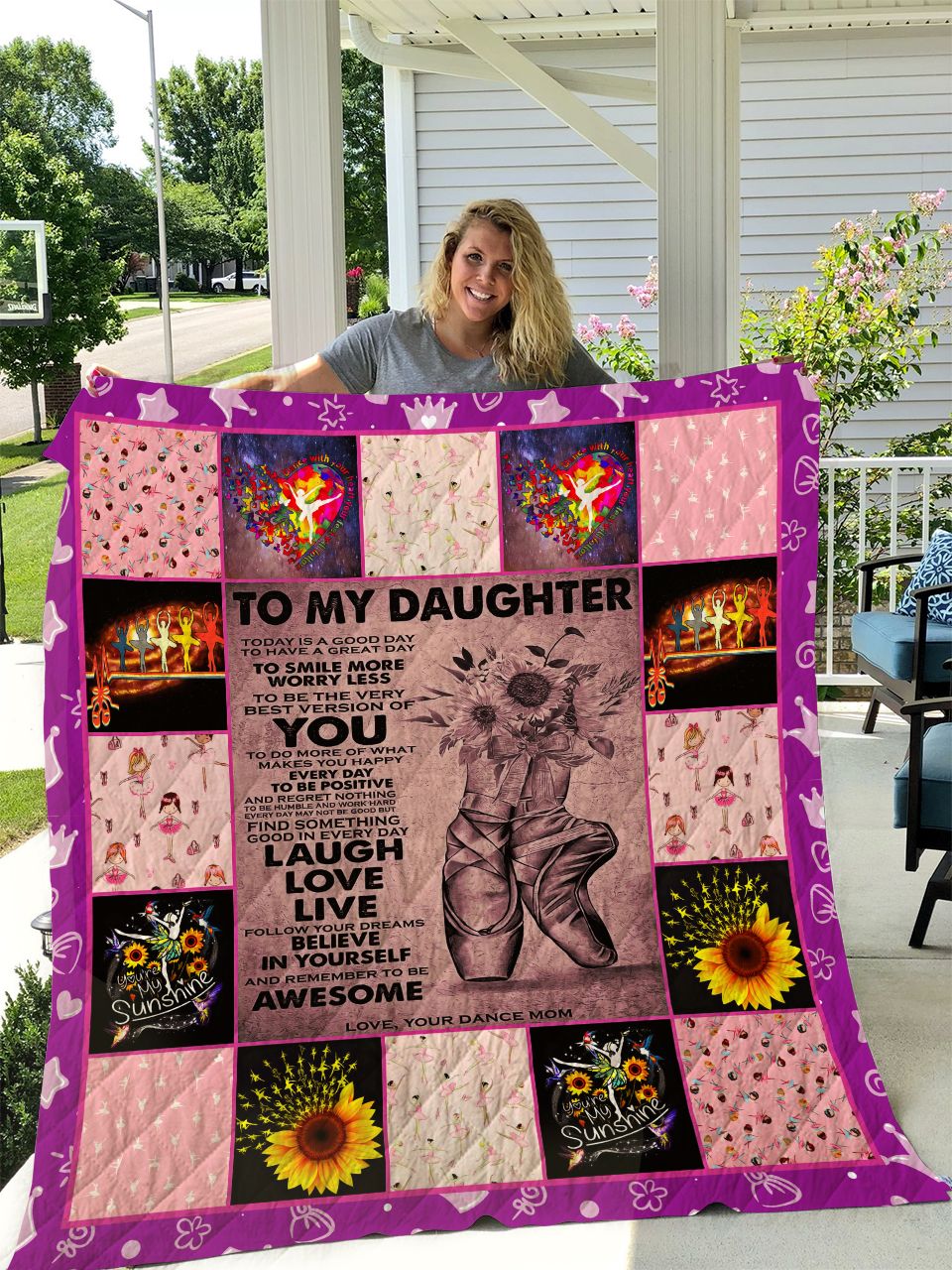 Show Your Daughter The Love With A Ballet Personalized Quilt Blanket Gift