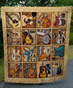 Show Your Love For Music With This Guitar Collection Quilt Blanket