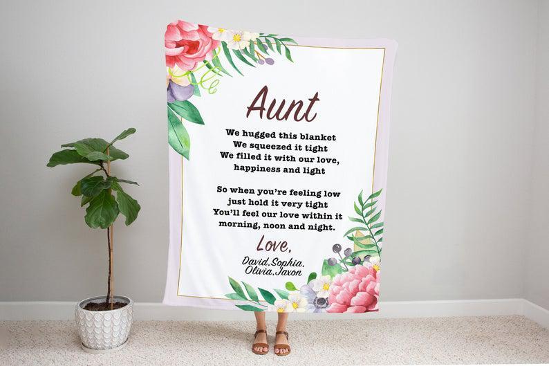 Show Your Love For Your Aunt With Personalized Custom Grand Kids Names Aunt Blanket Quilt Bedding Set