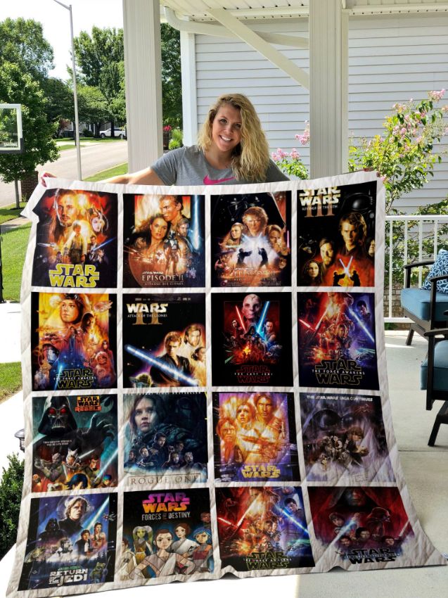 Show off your Star Wars obsession with this quilt blanket featuring classic graphics