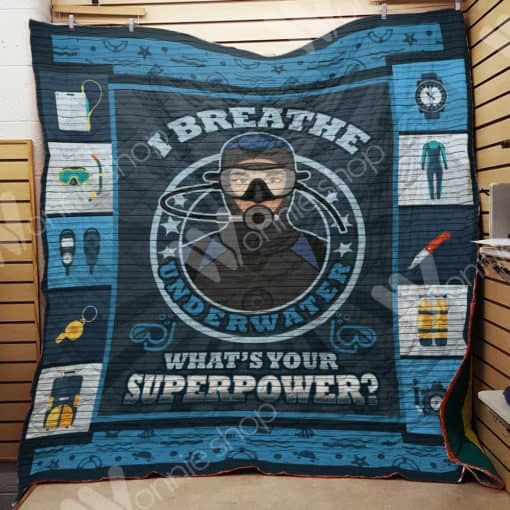 Show off your love for scuba diving with this superpower quilt blanket