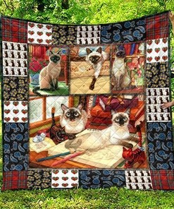Siamese Pets Cat Cute Cat Lo Quilt Bedding Set for Girls
