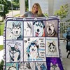 Siberian Husky Quilt Blanket with Adorable Dog Design