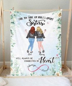 Side By Side or Miles Apart Sisters Quilt Set with Quotes