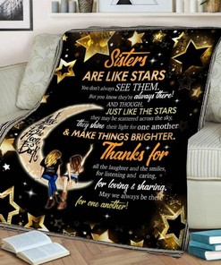 Sister Birthday Quilt Bedding Set: Love You to the Moon Fleece Blanket