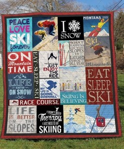 Skiing Life is Better on Snow Quilt Bedding Set - Perfect for Winter Sports Fans