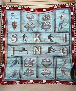 Skiing Team Ski Resort Quilt Blanket for Winter Sports Enthusiasts